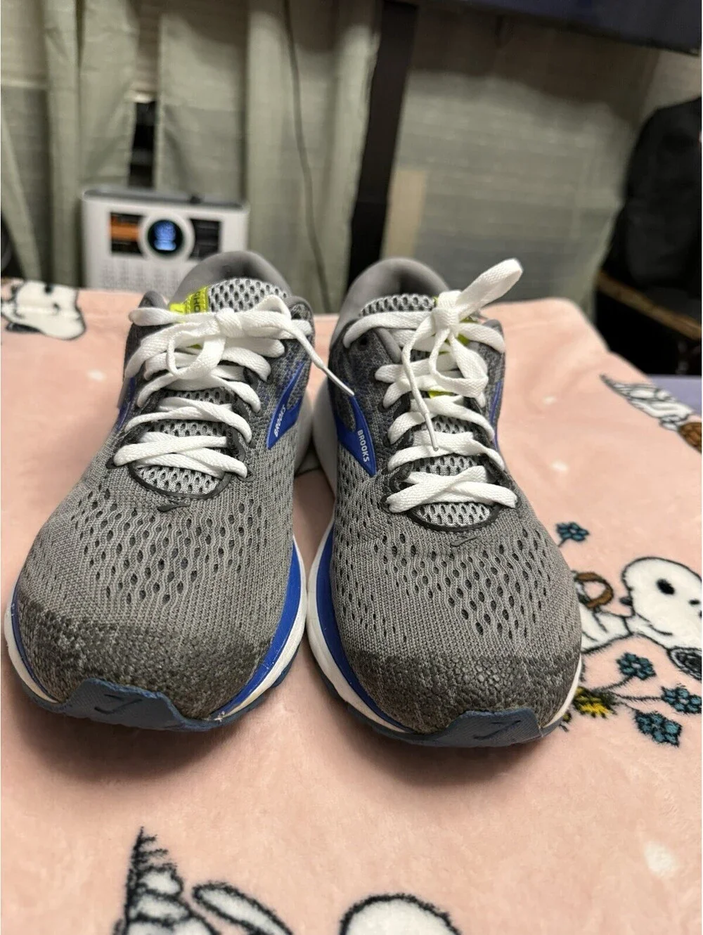 Brooks Ghost Men's Gray/Blue/White Low Top Mesh Lace-Up Running Shoes
